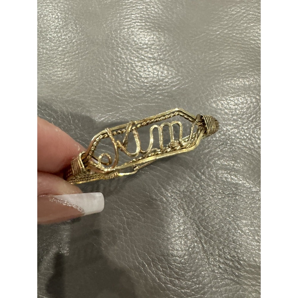 Yellow Gold Plated Figaro KIM Name Claw Clasp Bracelet